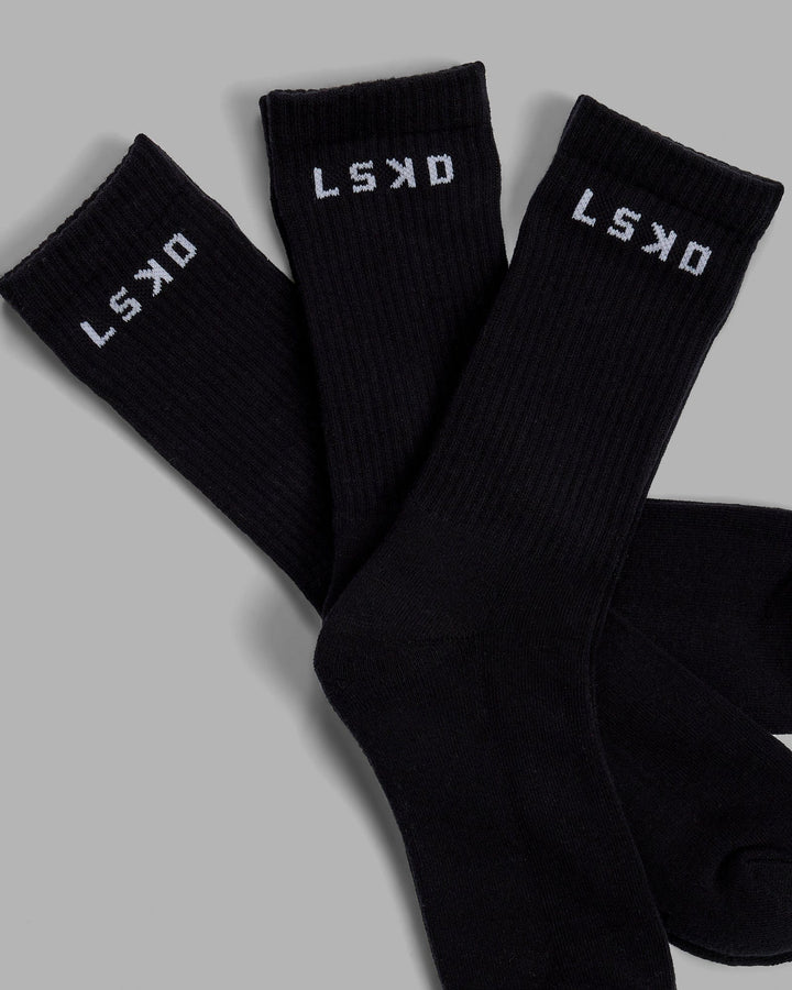 Daily 3 Pack Crew Socks - Black | LSKD