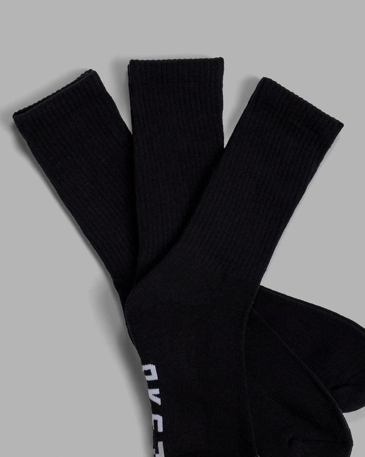 Essential 3 Pack Crew Sock - Black