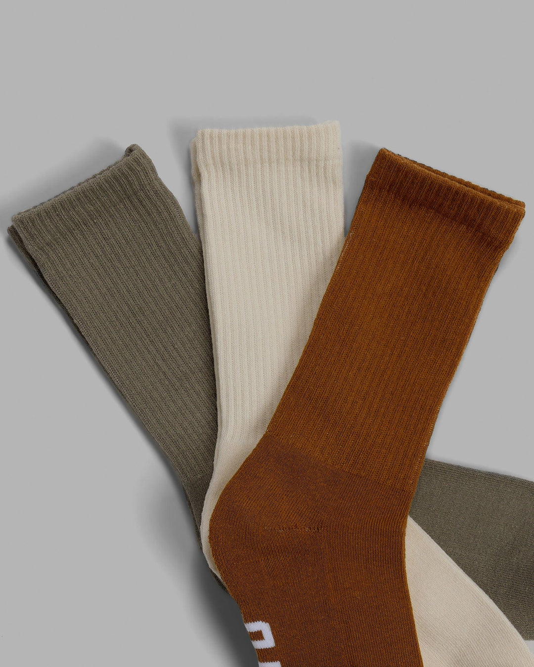 Essential 3 Pack Crew Sock - Khaki/Cream/Red