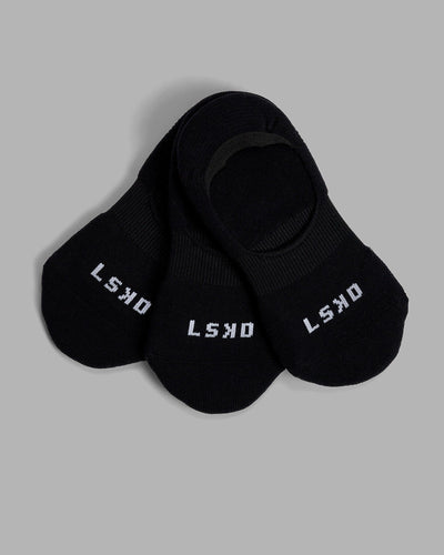Performance No Show 3 Pack Sock - Black