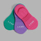 Performance No Show 3 Pack Socks - Green/Purple/Pink