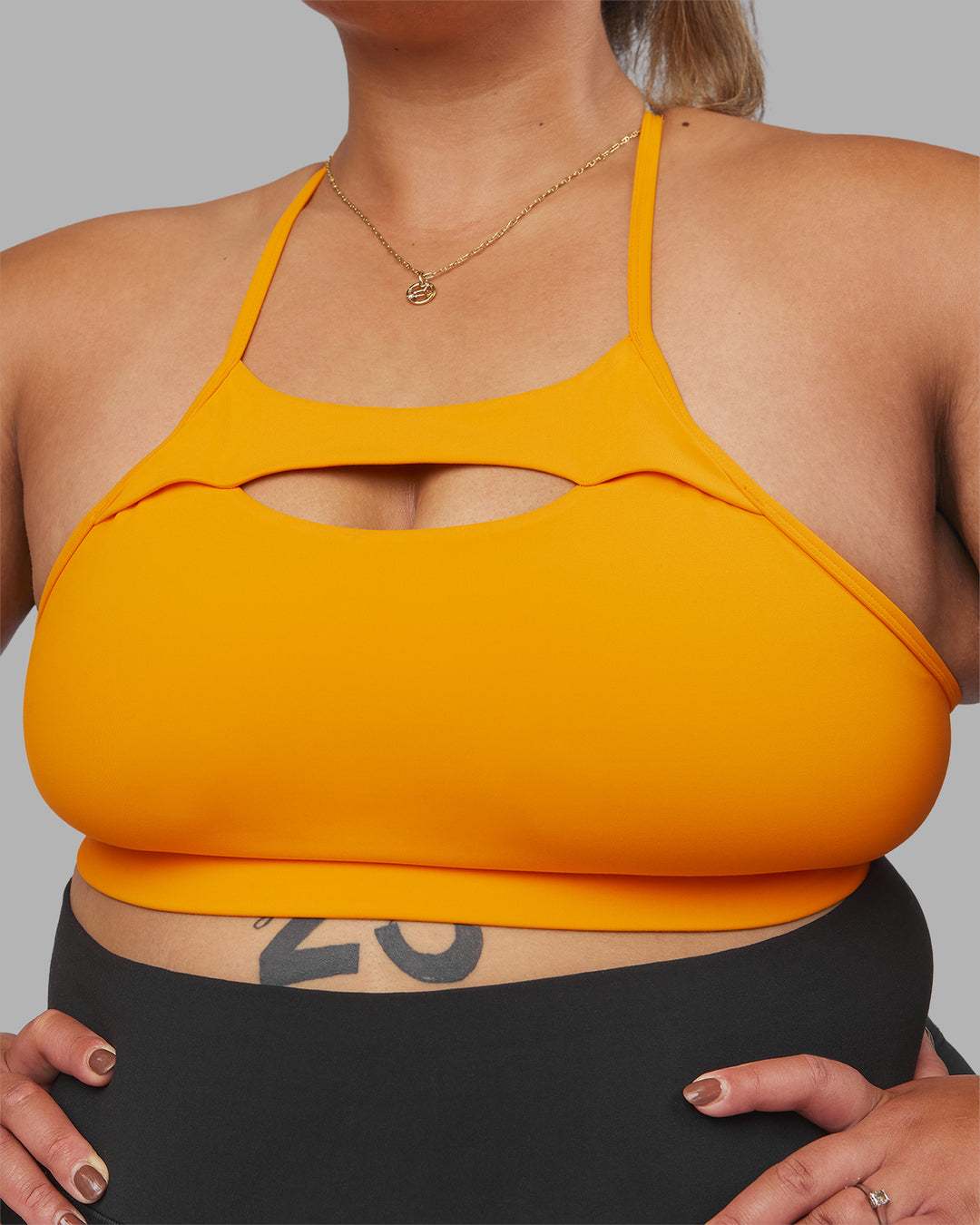 Woman wearing Be Bold Sports Bra - Zinnia | Model:Lilz | Size:3XL