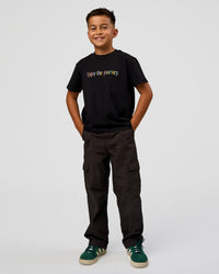 Kid wearing Kid wearing Kids Enjoy the Journey FLXCotton Tee - Bubblegum | Model:Jax | Size:8