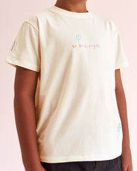 Child wearing Mother's Day Mini Me Kids FLXCotton Tee  - Off White | Model:Jude | Size:8