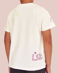 Child wearing Mother's Day Mini Me Kids FLXCotton Tee  - Off White | Model:Jude | Size:8