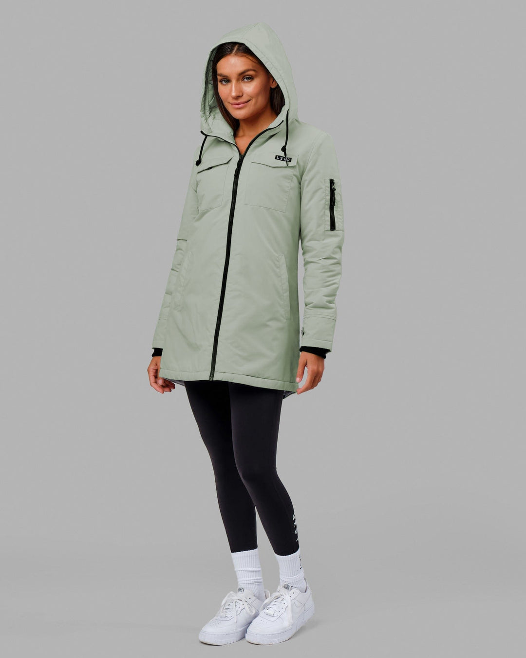 Woman wearing Auxiliary Jacket - Desert Sage
