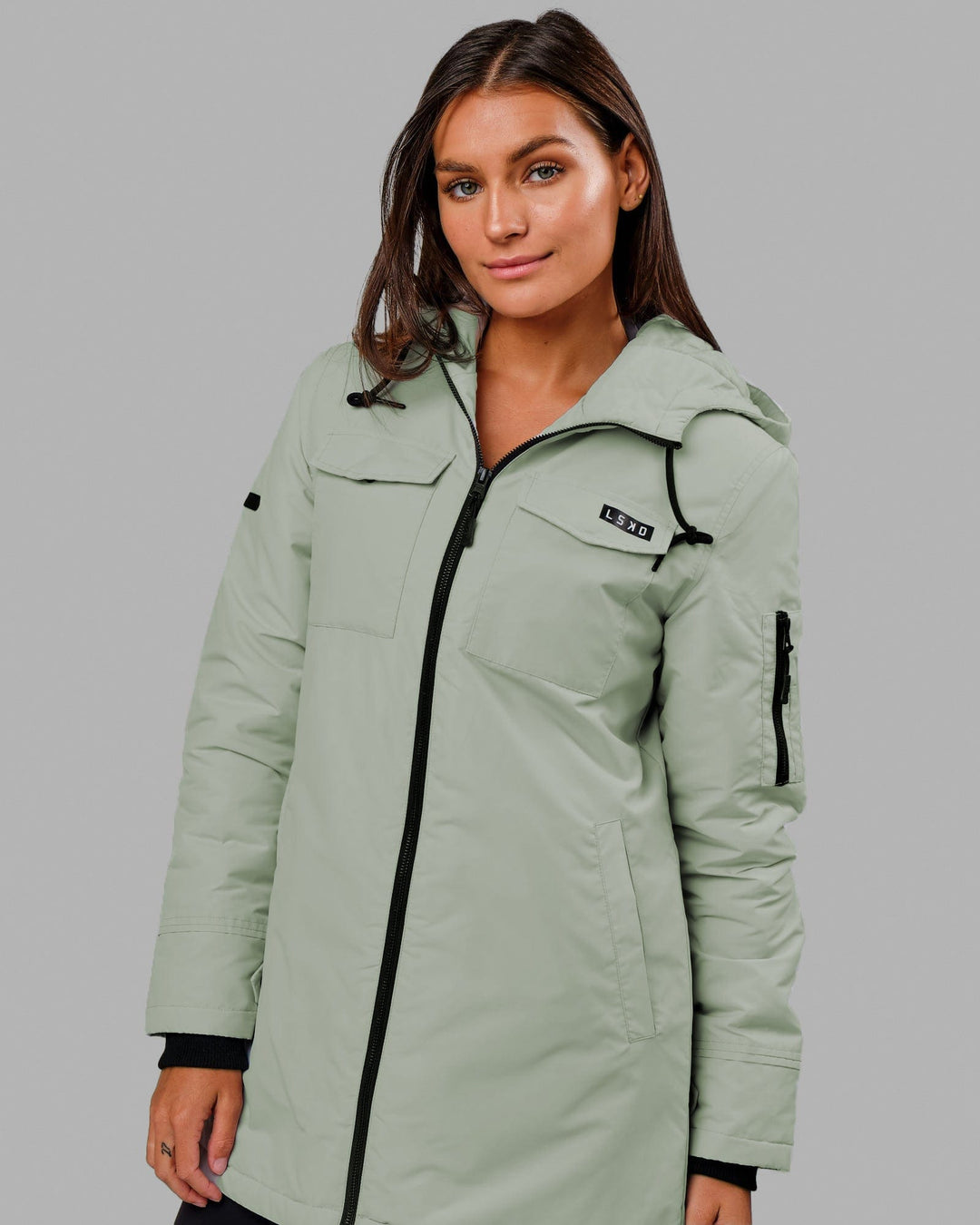 Woman wearing Auxiliary Jacket - Desert Sage