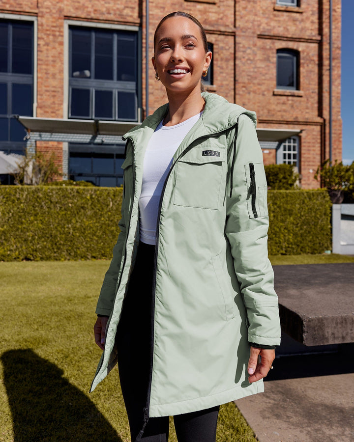 Woman wearing Auxiliary Jacket - Desert Sage