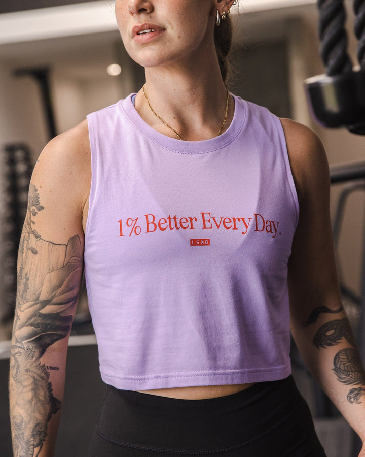 Woman wearing 1% Better FLXCotton Tank - Purple-Red