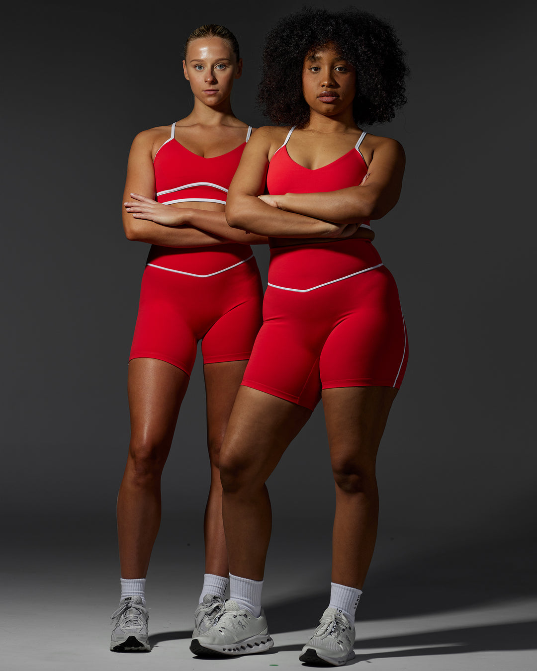 Woman wearing Contrast Ultra High-Rise 6&quot; Short - Scarlet-White