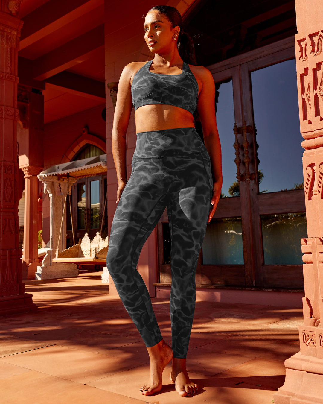 Woman wearing Elixir Ultra High-Rise Full Length Legging Pockets - Tranquil-Black