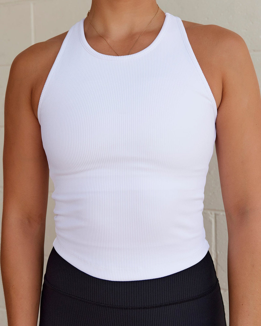 Flow Ribbed Shelf Bra Performance Tank - Black