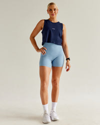 Woman wearing Go-To FLXCotton Tank - Future Navy-White