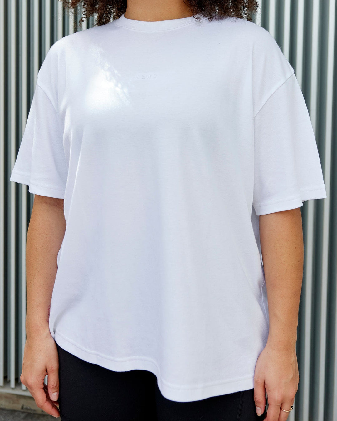 Woman wearing Go-To Modal Oversized Tee - White-White