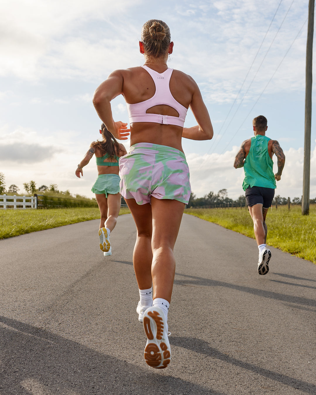 Woman wearing Race Day 3&quot; Running Shorts - Mystic Print