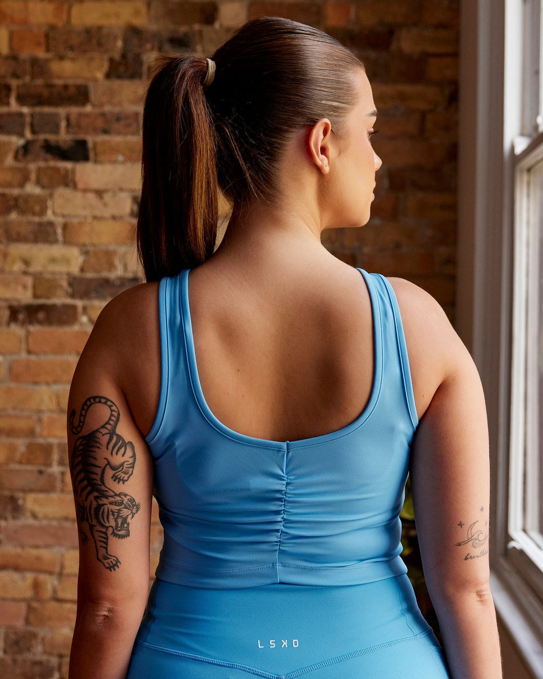 Woman wearing Reflex Active Tank - Azure Blue