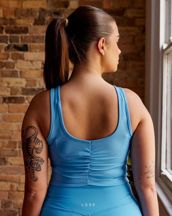 Woman wearing Reflex Active Tank - Azure Blue