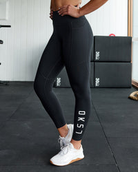 Woman wearing Rep Ultra High-Rise Full Length Legging Pockets - Black-White | Size:S