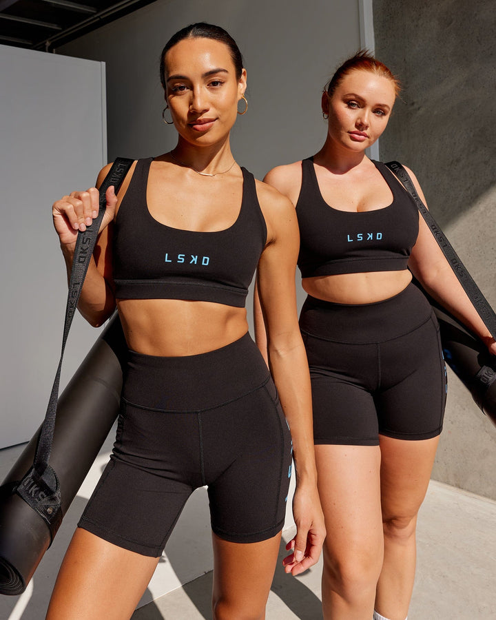 Rep Sports Bra Small Logo - Black-Azure Blue