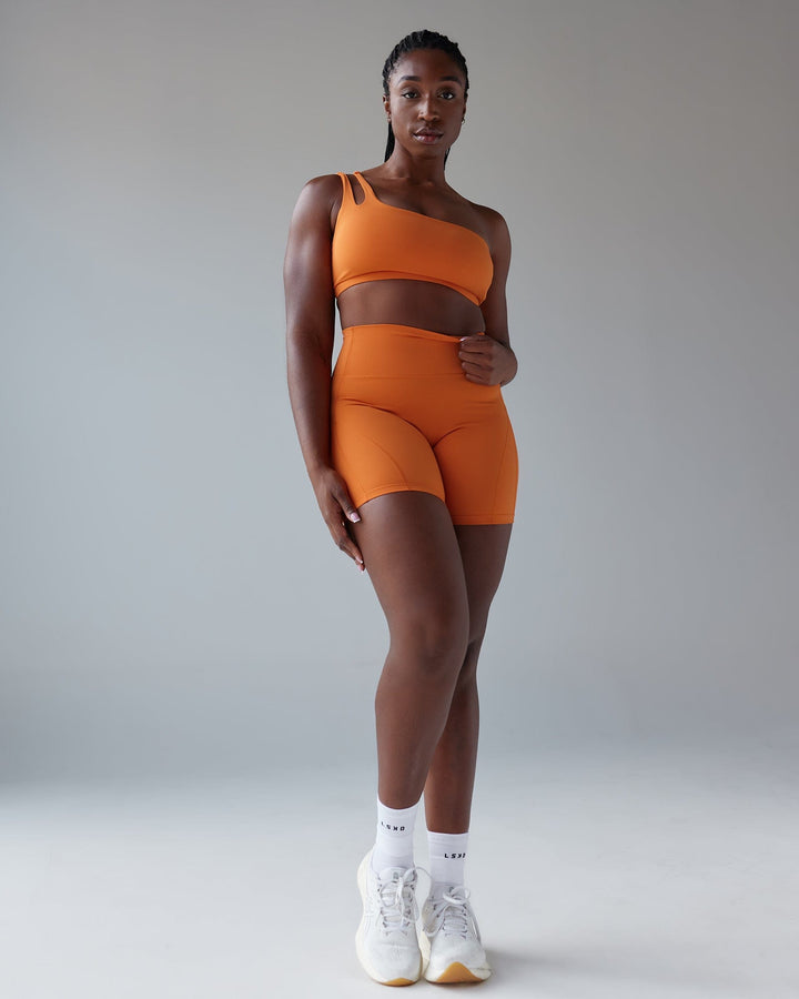 Woman wearing Set Up Sports Bra - Burnt Orange