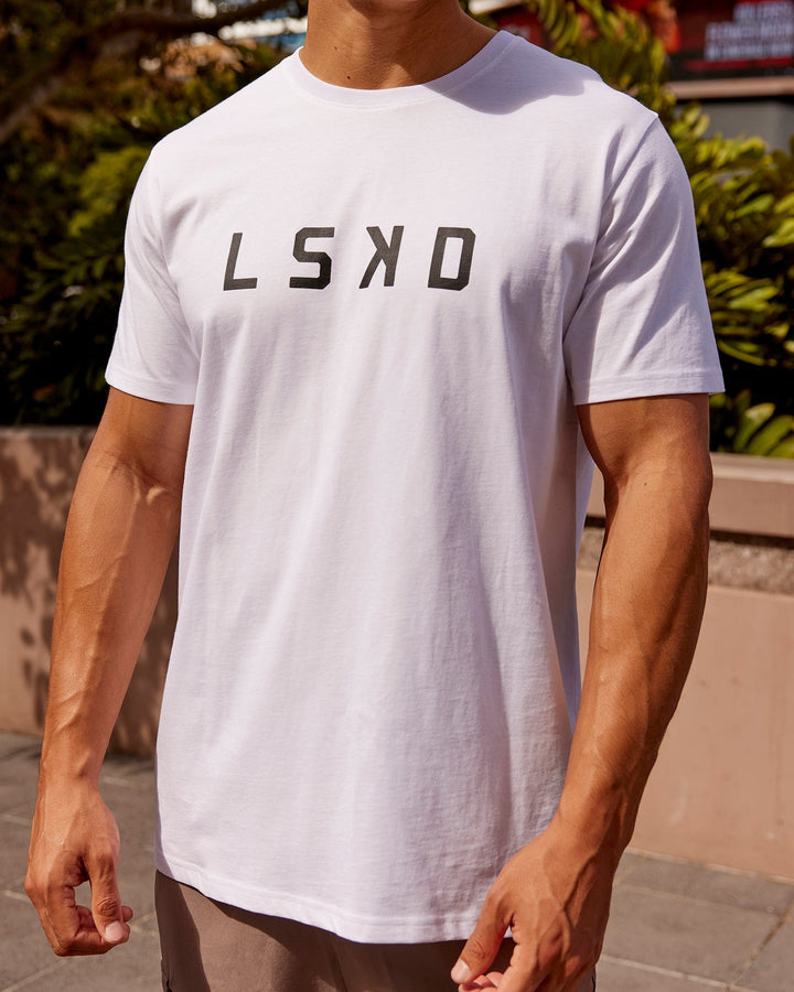 Man wearing Structure Tee - White-Black