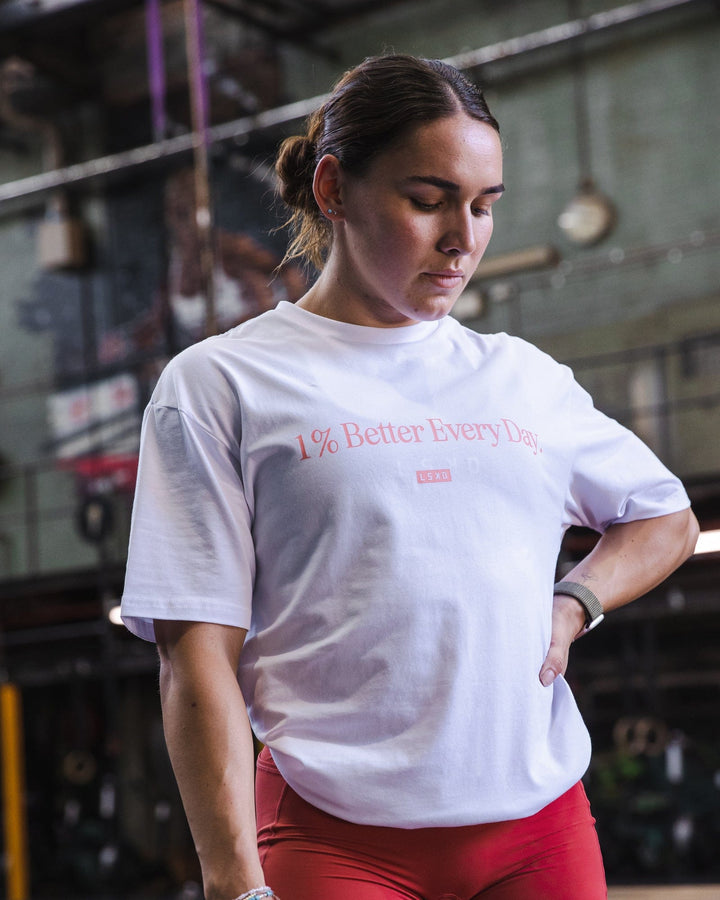 Unisex 1% Better FLXCotton Tee Oversize - White-Coral