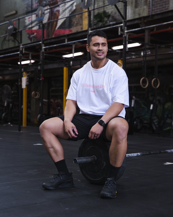 Unisex 1% Better FLXCotton Tee Oversize - White-Coral