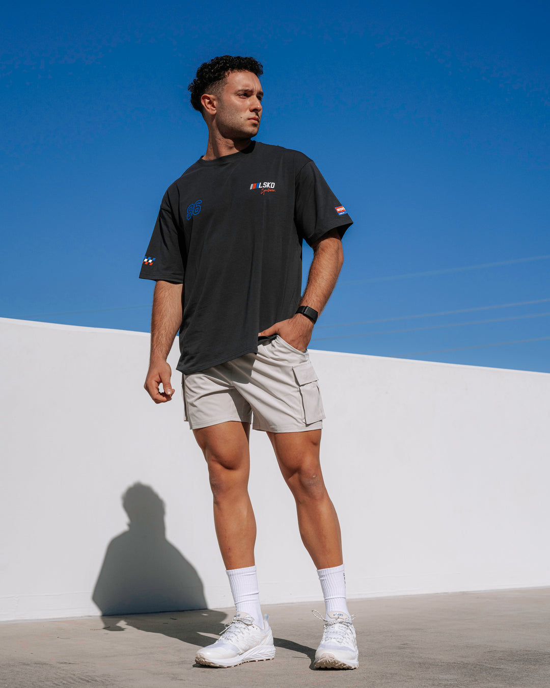 Man Wearing Redline FLXCotton Tee Oversize - Phantom-White
