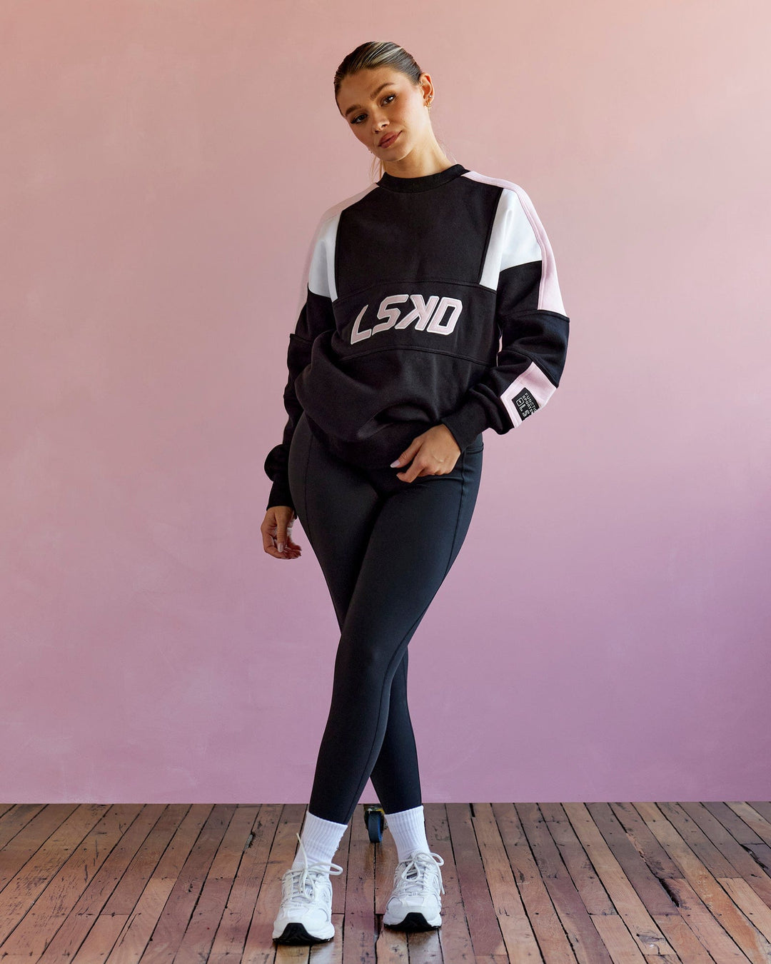 Unisex Slam Sweater Oversize - Black-Petal Pink