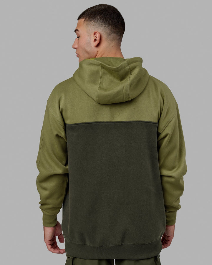 Man wearing Unisex Contrary Hoodie Oversize - Forest Night-Moss Stone
