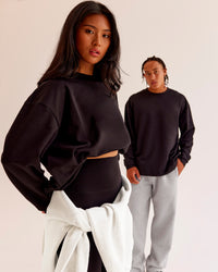 Duo wearing AfterDark ZeroCrease Long Sleeve Tee - Black | Model:Both | Size:Duo