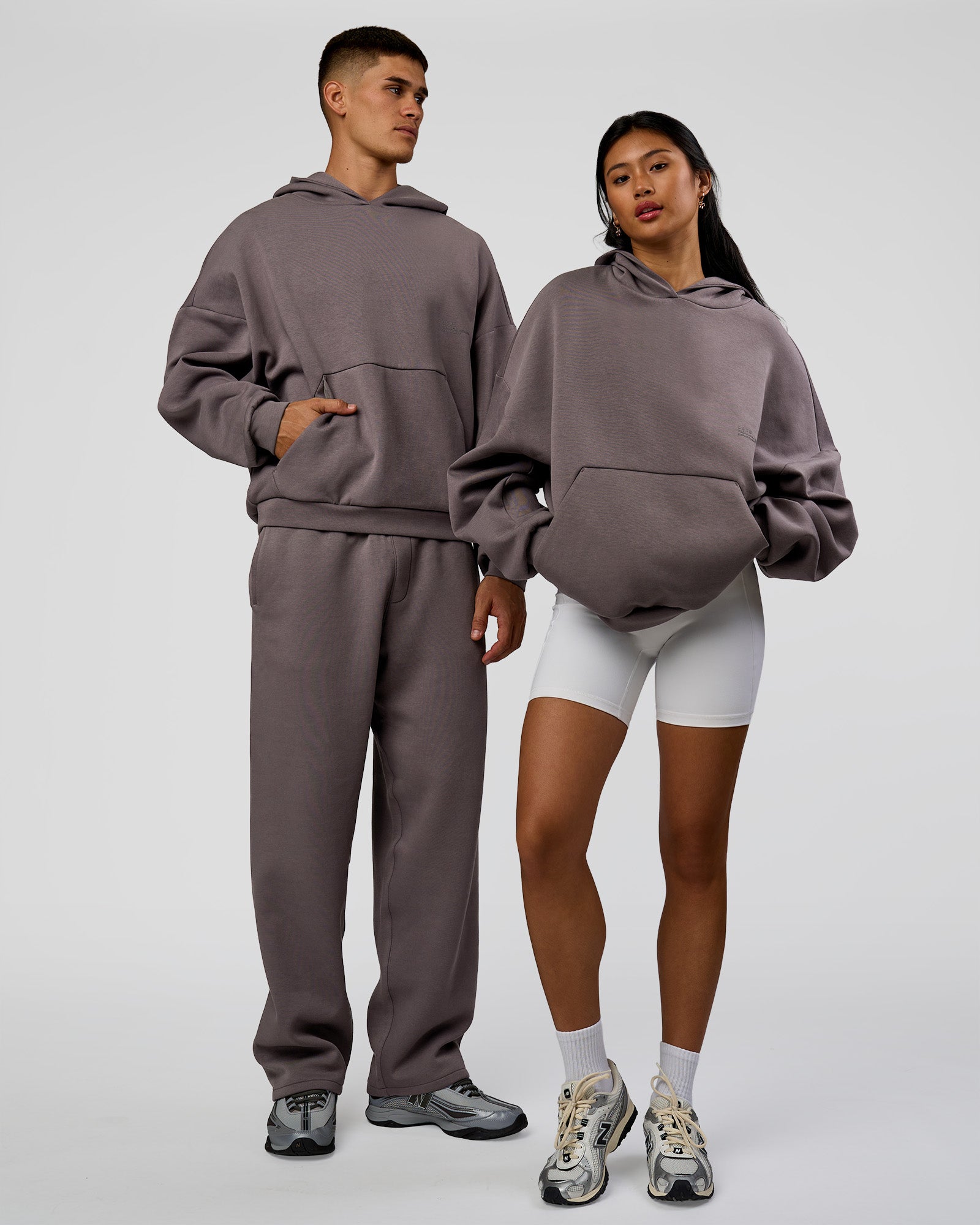 Duo wearing AfterDark ZeroCrease Oversized Hoodie - Duskstone | Model:Both | Size:Duo