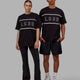 Duo wearing Unisex Aligned Heavyweight Tee Oversize - Black
