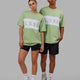 Duo wearing Unisex Aligned Heavyweight Tee Oversize - Green Fig