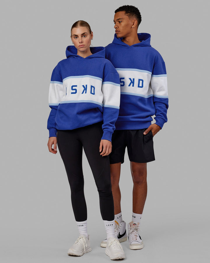 Duo wearing Unisex Aligned Hoodie Oversize - Power Cobalt