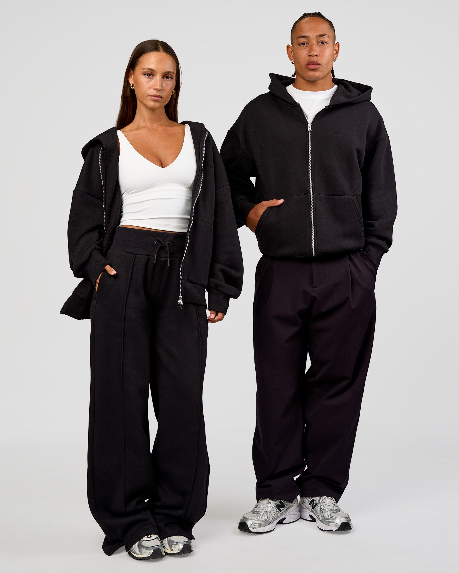 Base Zip Through Oversized Hoodie - Black | LSKD