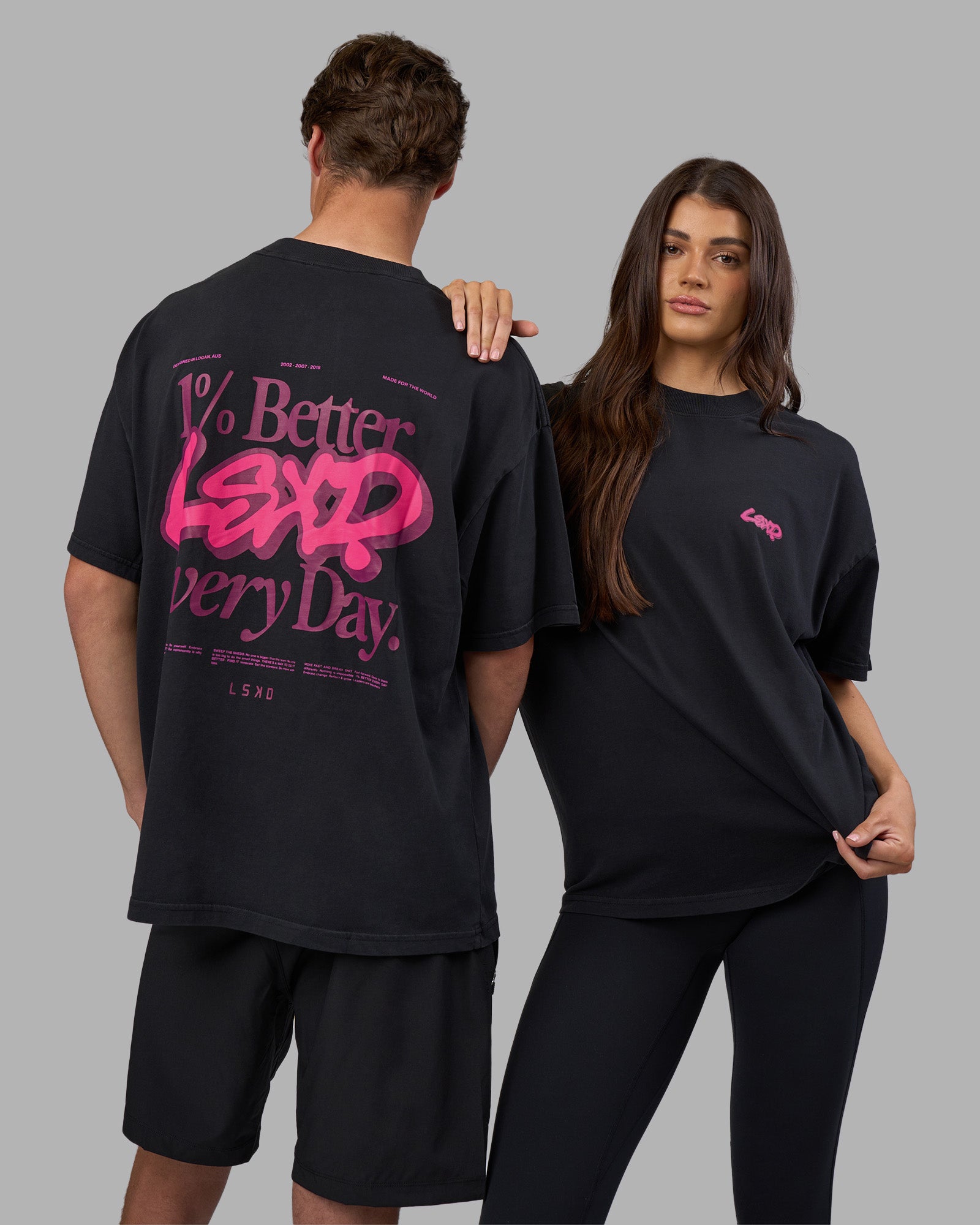 i*u様 main story Oversized Tee / Plum Kit Break Through Heavyweight Oversized Tee - Black Washed-Plum Caspia