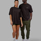Duo wearing Unisex Capsule FLXCotton Tee Oversize - Dark Walnut