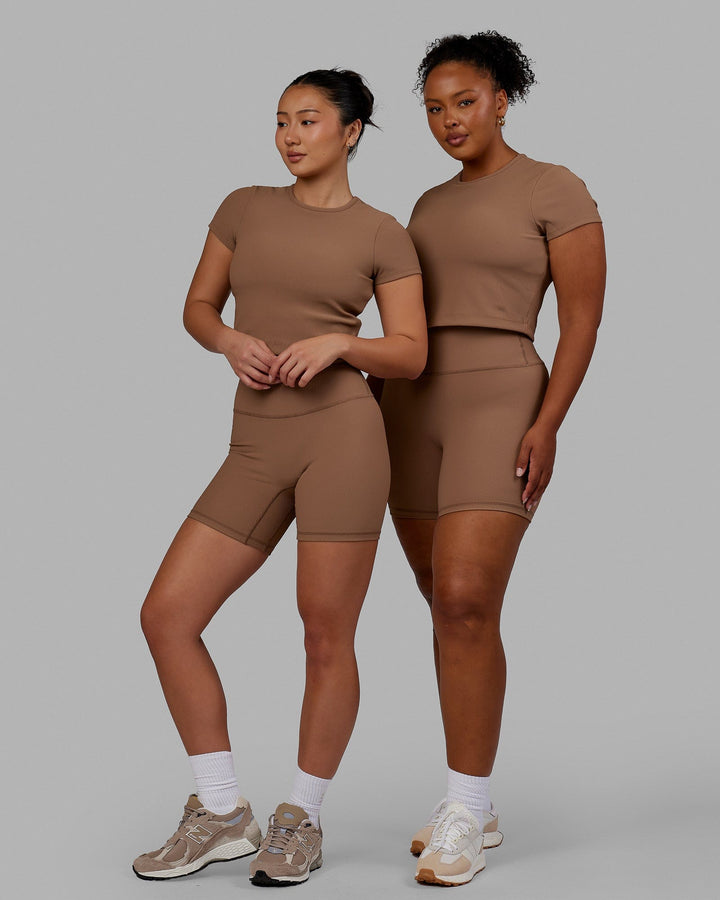 Woman wearing Creator Ribbed Tee - Doe