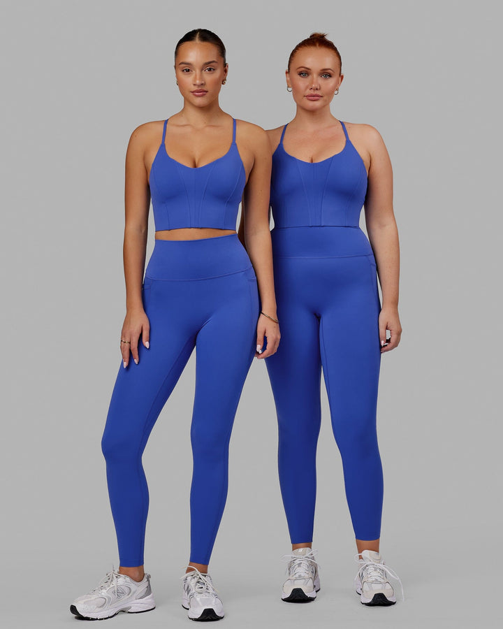 Woman wearing Elixir Full Length Tight With Pockets - Power Cobalt