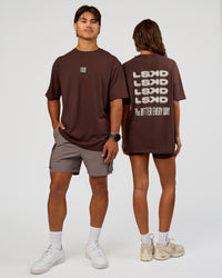 Duo wearing Everyday Elevation FLXCotton Oversized Tee - Hot Chocolate-Off White | Model:Both | Size:Duo