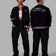 Duo wearing Unisex Fitness Club Bomber Jacket - Black-Off White