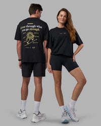 Duo wearing Good Human Factory Vol 2 FLXCotton Oversize Tee - Black | Model:Both | Size:Duo