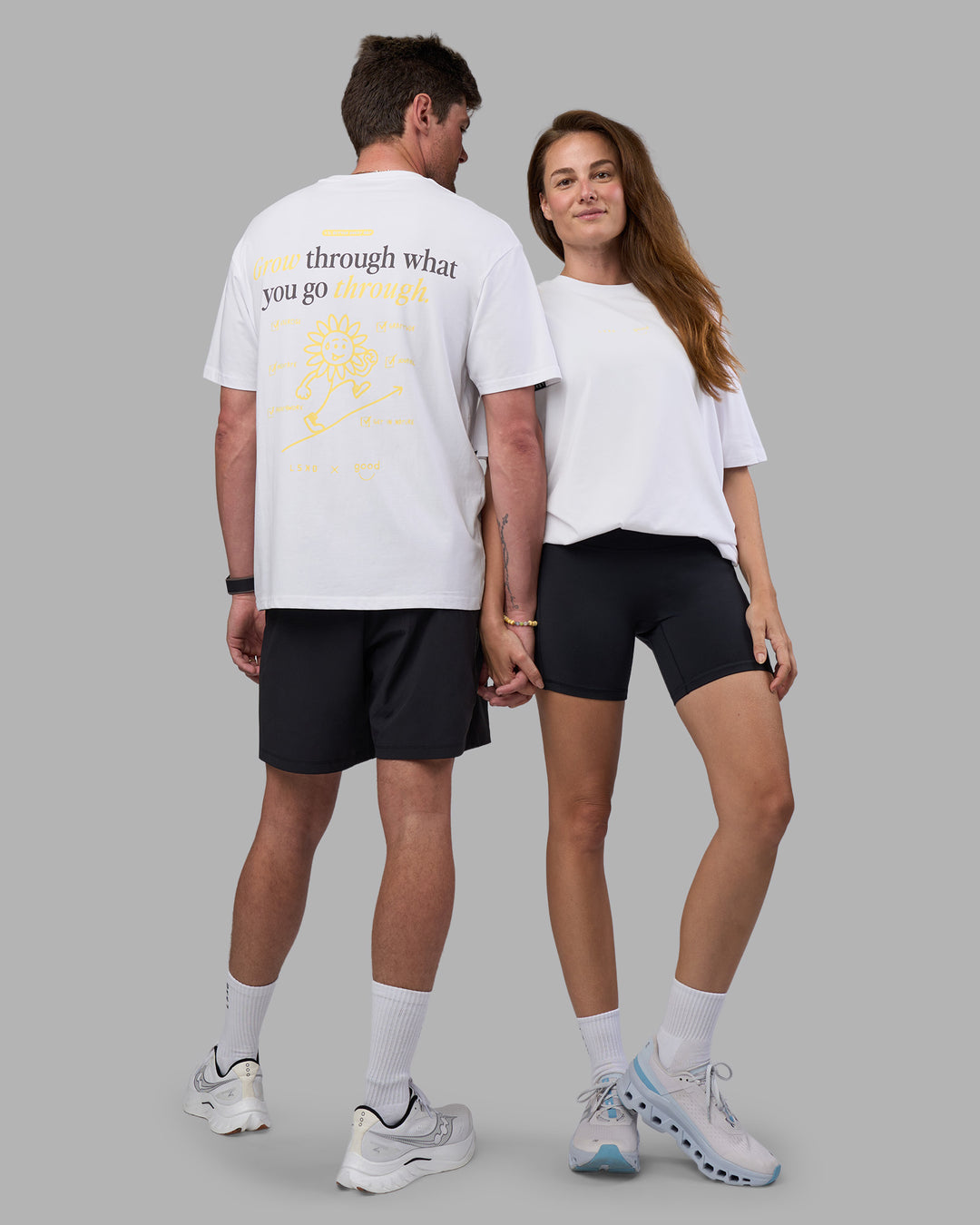 Duo wearing Good Human Factory Vol 2 FLXCotton Oversize Tee - White | Model:Both | Size:Duo