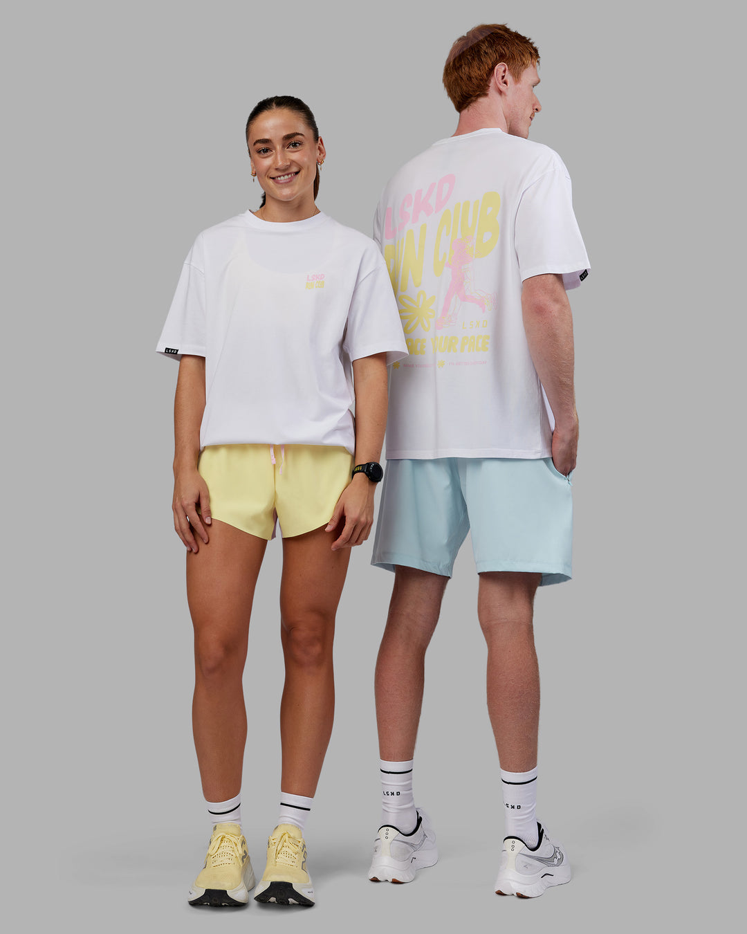 Duo wearing Grace Grove FLXCotton Oversize Tee - White | Model:Both | Size:Duo