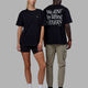 Duo wearing Unisex Lift-Up FLXCotton Tee Oversize - Black-White