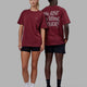 Duo wearing Unisex Lift-Up FLXCotton Tee Oversize - Cranberry Juice-White
