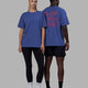 Duo wearing Unisex Lift-Up FLXCotton Tee Oversize - Power Cobalt-Red