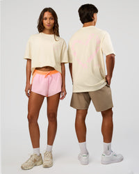 Duo wearing Love The Process FLXCotton Oversize Tee - Off White-Marshmallow | Model:Both | Size:Duo