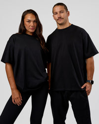 Duo wearing MVP 2.0 Oversized Tee - Black | Model:Both | Size:Duo